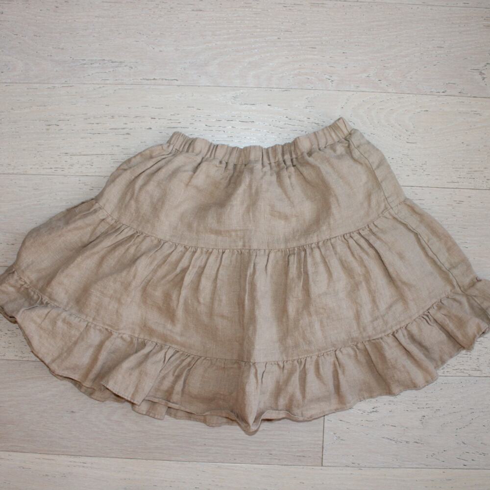 NOCTURNE -NwoT- Tiered Linen Beige Ruffle Mini Skirt | Small - Picture 6 of 8
